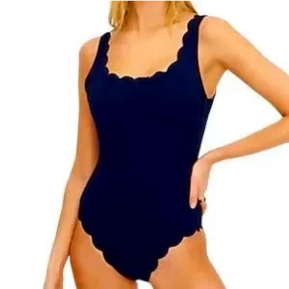 J. Crew Navy Scalloped One Piece Swimsuit - NWT